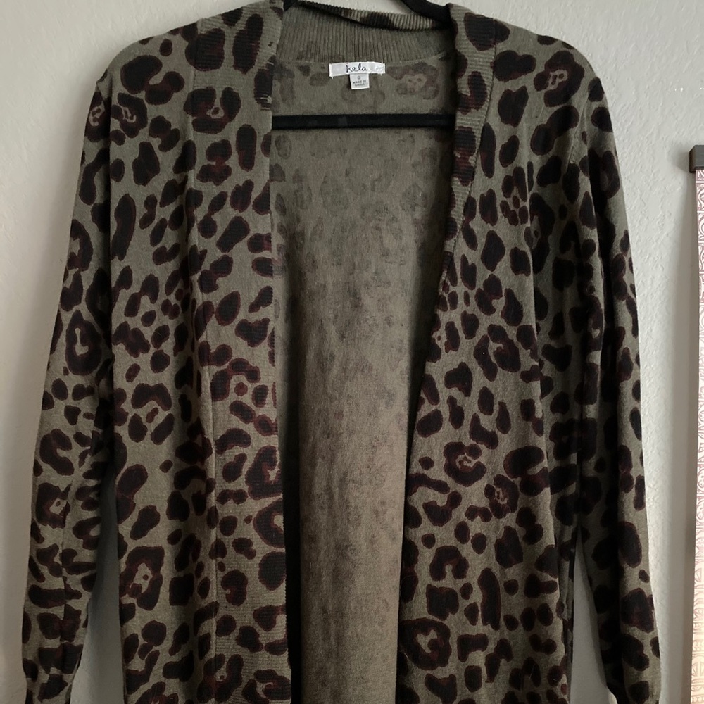 Hunter Green Leopard Cardigan